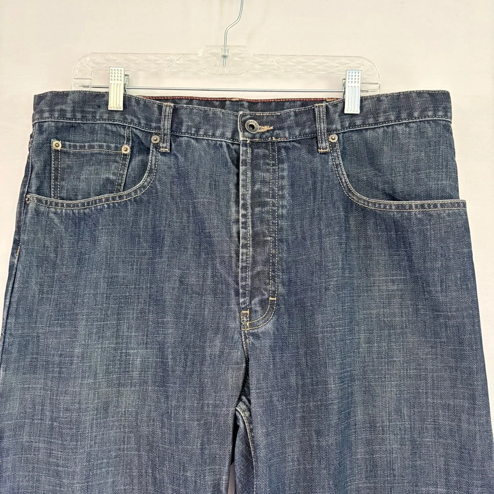 Banana Republic‎ Mens Straight Leg Button Fly Blue Jeans Dark Wash Distressed